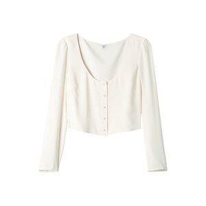 Sunday Best Kissy Blouse Cream Pearl Button Long Sleeve Cropped Blouse Sz S